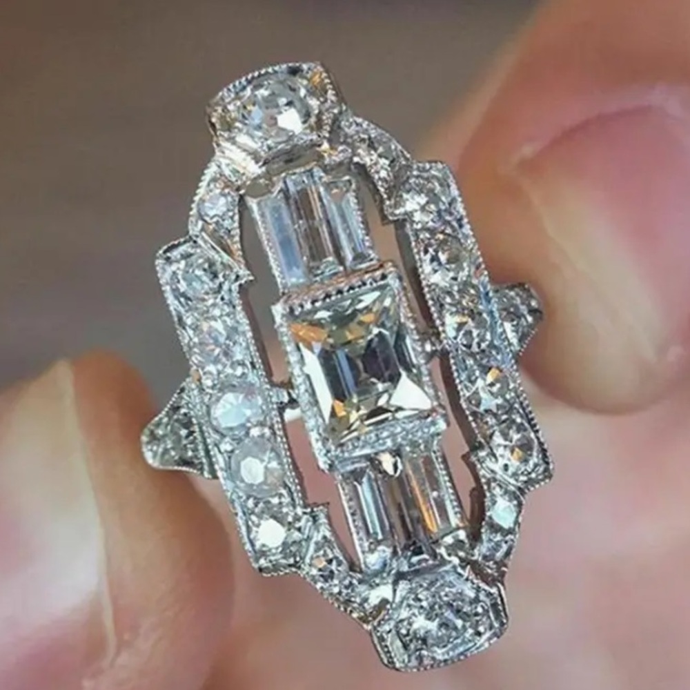 Vintage Sterling Silver & White Topaz Ring